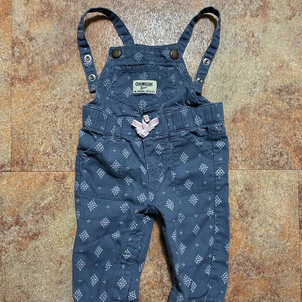 OshKosh B'gosh Blue Heart Print Denim Overalls